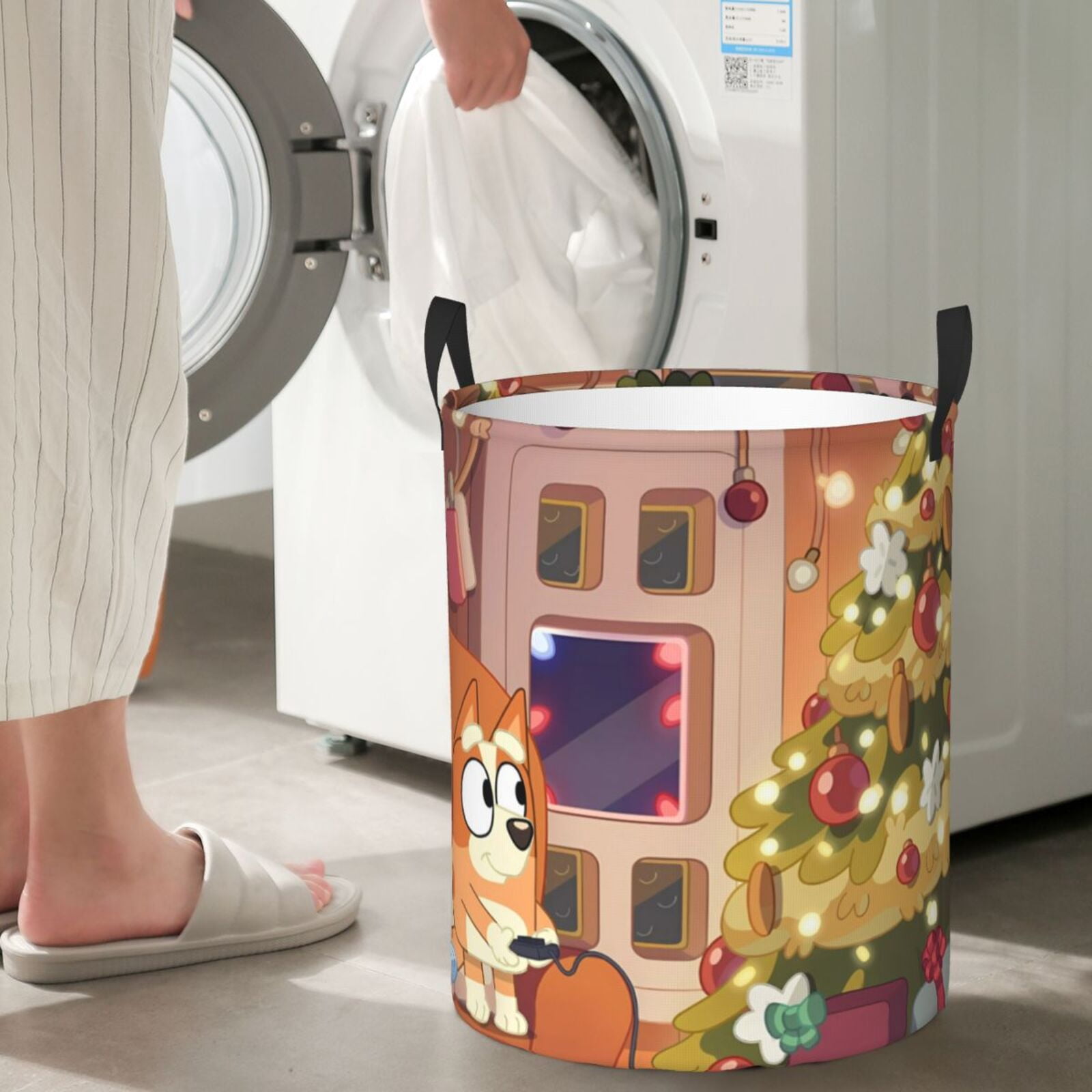 Johaoi Bluey Pattern Round Large Laundry Basket -Storage Basket - Toy Storage Basket, Perfect as Hamper, Kids Room Storage, and Toy Containment-