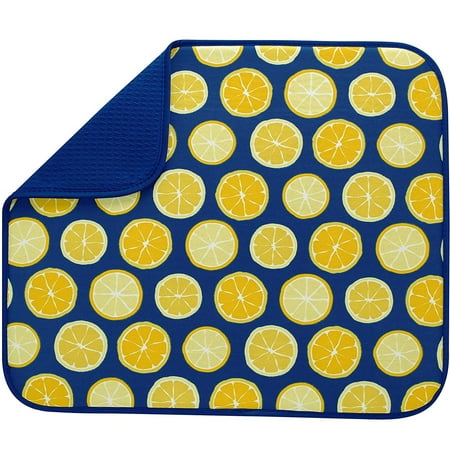 

S&T INC. Absorbent Reversible Microfiber Dish Drying Mat - 16 x 18 - Lemons