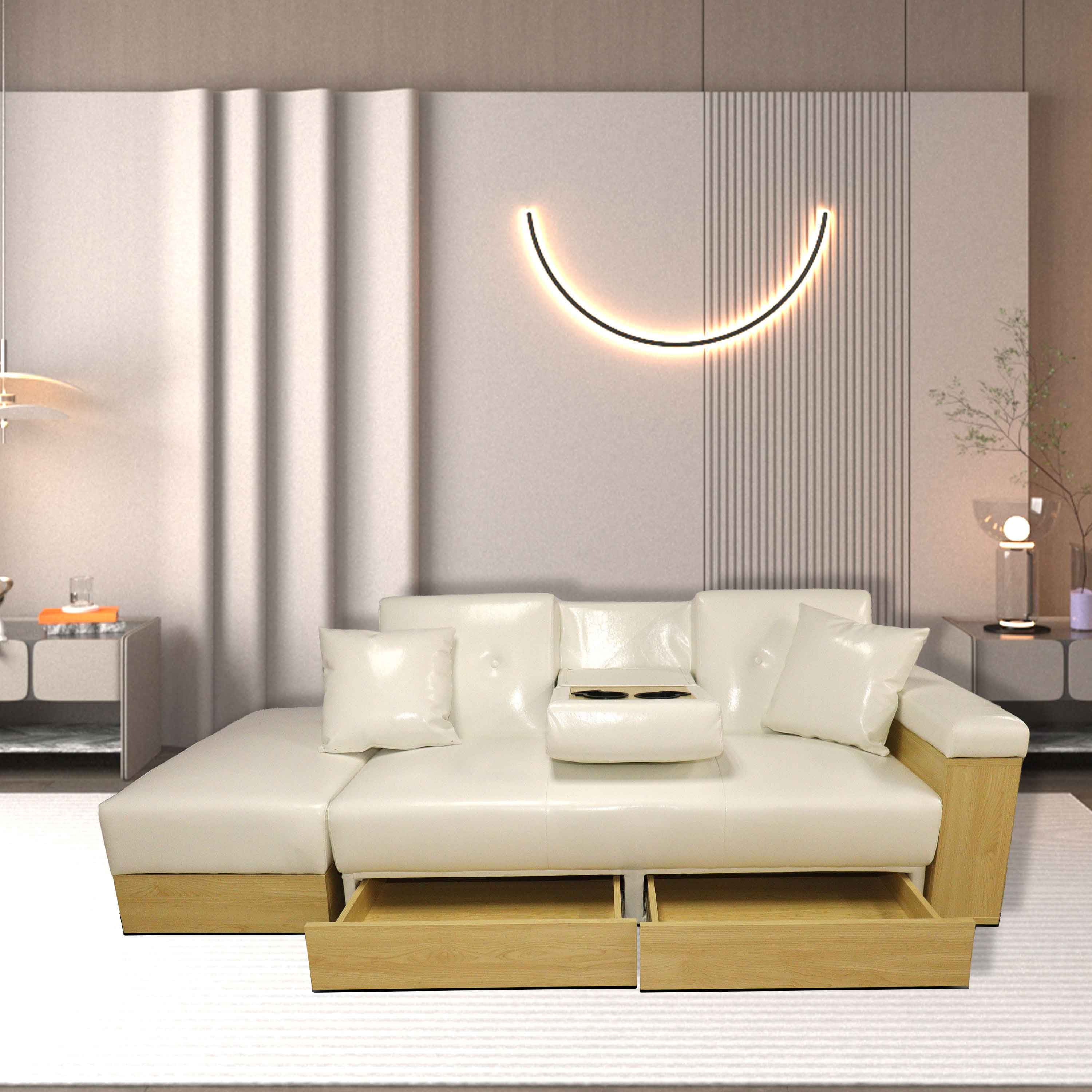 Ucloveria Sofa Sleeper Ottoman Pull Out Drawer, MultiFunctional Fold Out Couch Bed with Side