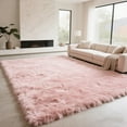 thumbnail image 3 of Ultra-soft plush carpet, 8'×10' pink non-slip long-pile floor rug, suitable for bedroom, living room, home decor, 3 of 6