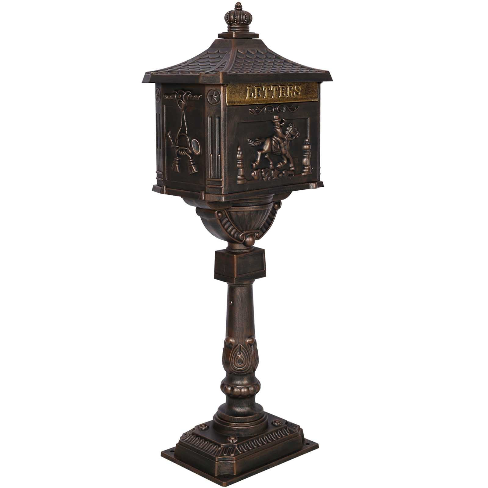 BARONAGE Cast Aluminum Mail Box, Postal Box , Mailbox and Post Kit，Mailbox Color Bronze