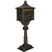 BARONAGE Cast Aluminum Mail Box, Postal Box , Mailbox and Post Kit,Mailbox Color Bronze