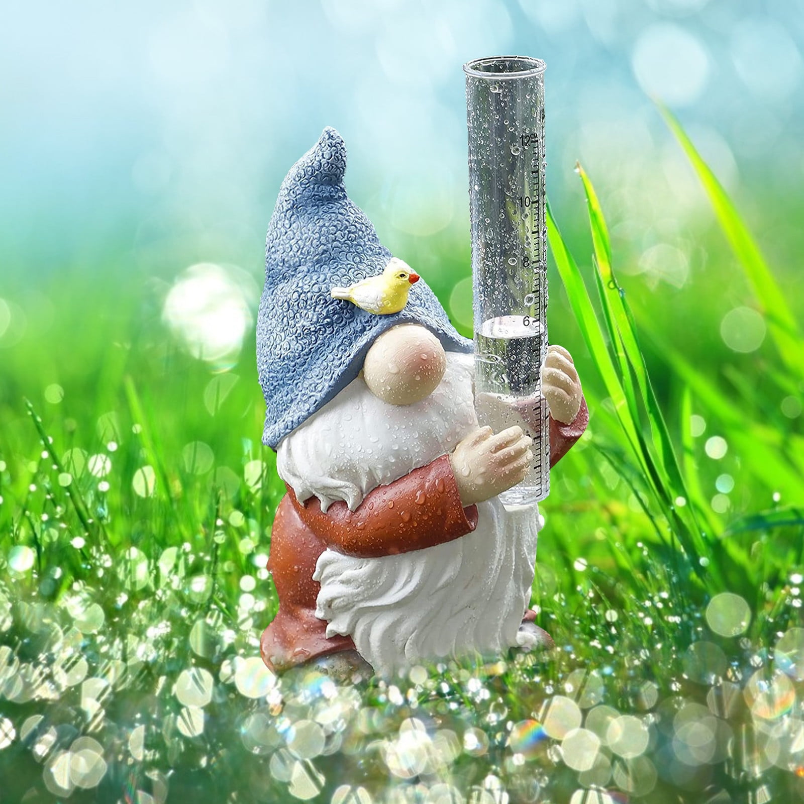 Kyusrd Gnome Rain Gauges Garden Statue With A Plastic Rain Gauge Hand Painted