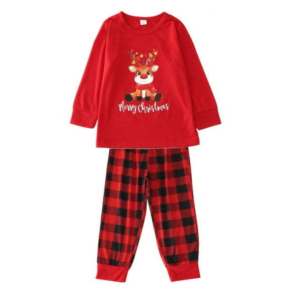 URMAGIC Matching Family Sleepwear Sets Christmas Pajamas with Lettler Print and Plaid Tee and Bottom Loungewear