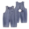 thumbnail image 2 of ITSAME Easter Toddler Girls Denim Jumpsuit, Cute Bunny Ear Loose Fit Sleeveless Festival Fashion Romper Blue 6M, 2 of 9