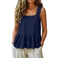 thumbnail image 4 of Tank Tops for Women V Neck Cute Cotton Linen Sleeveless Vacation Vests, 4 of 6