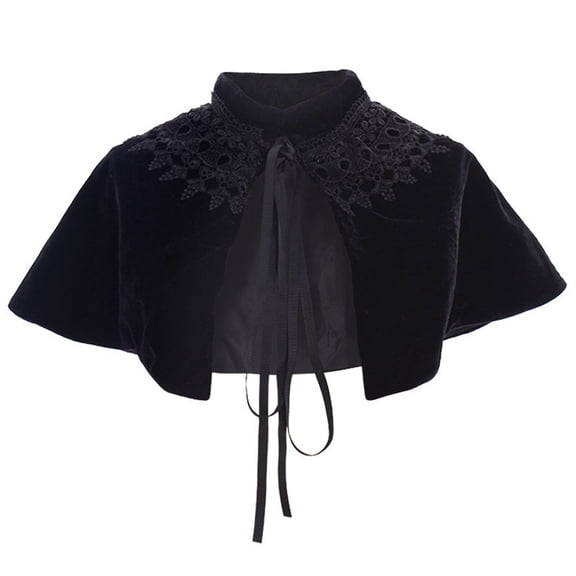 FASHOFT Adult Halloween Victorian Renaissance Velvet Short Cape Cloak Women's Vintage Accessory Stage Performance Cosplay Dress Up Halloween A
