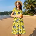 thumbnail image 4 of Naloa Honeybee Print Womens Summer A-Line Dress with Pockets,Short Sleeve Dresses,Flowy Beach Swing Dress for Vacation Travel, 4 of 6