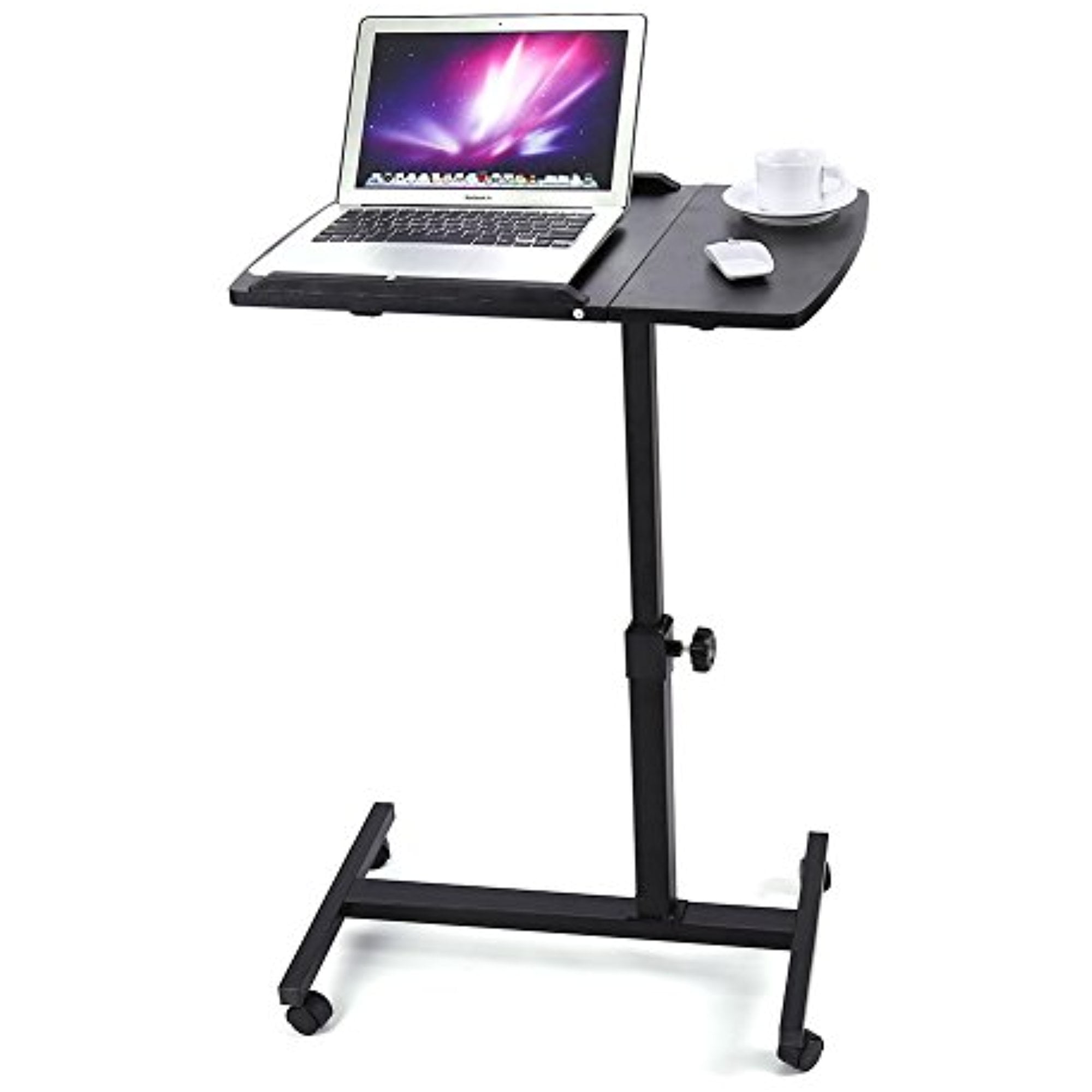  Rolling  Laptop  Desk  Table  Stand  Tray Adjustable Angle 