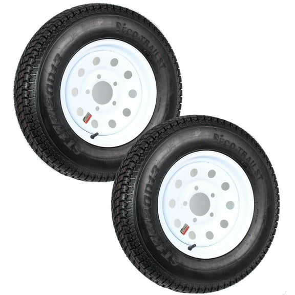 eCustomrim 2-Pk Trailer Tire Rim ST175/80D13 B78-13 Load C 5 Lug White Modular Wheel