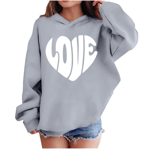 Sudadera con capucha y estampado de corazón de San Valentín, sudadera de manga larga para niños y niñas, chaqueta para niñas de talla mediana y grande.