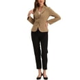 thumbnail image 3 of INSPIRE CHIC Women's Work Blazer Lapel Collar Long Sleeve Jacket Suit Blazer S Deep Khaki, 3 of 7