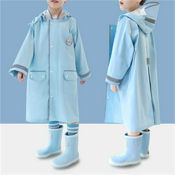 XIMIN Kids Rain Coat for Girls and Boys Raincoat Lightweight Waterpoof Windbreak Lightweight Long Sleeves Kids Rain Jacket Toddler Rain Wear Outdoor (8-9 Years, Blue)