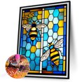 thumbnail image 2 of Pintura de diamante 5D DIY Kit de abeja de vidrieras de taladro redondo completo Decoración para el hogar (A3026) Hugtrwg Para estrenar, 2 of 9