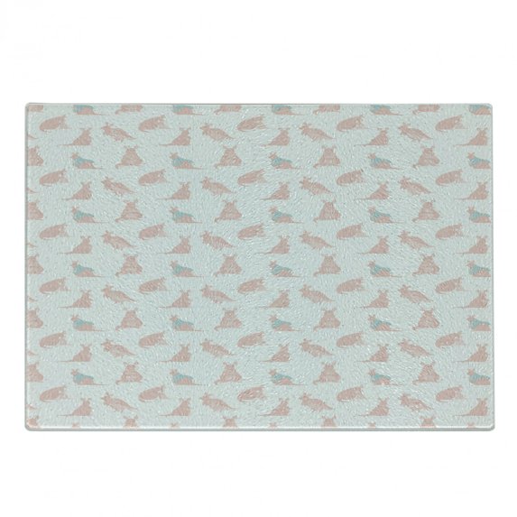 Kangaroo Cutting Board, Nursery Concept Raining Heart over Fluffy Mother and Baby Animals, Decorative Tempered Glass Cutting and Serving Board, in 3 Sizes, by Ambesonne