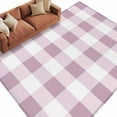 thumbnail image 3 of Pink White Buffalo Check 5x8 Area Rugs, Farmhouse Plaid Modern Geometric Non-Skid Rubber Backing Large Rectangle Rugs - Living Room Bedroom Home Office, Indoor Floor Mat Carpets Washable Rug, 3 of 9