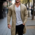 thumbnail image 2 of Men's Cable Knit Long Cardigan Button Front Shawl Collar Sweater Coat, 2 of 6