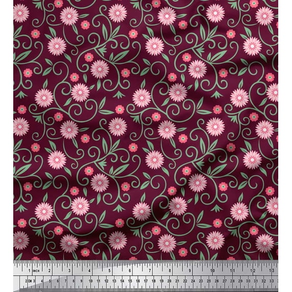 Soimoi Cotton Cambric Fabric Swirls & Floral Artistic Fabric Prints By Yard 42 Inch Wide
