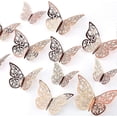 thumbnail image 1 of 24pcs 3D Butterfly Wall Stickers 3 Sizes Butterfly Wall Decals Room Wall Decoration for Bedroom Party Wedding Decors(Rose Gold), 1 of 4