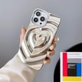 thumbnail image 3 of iPhone 14 Pro Love Heart Case, Fashion Cute Soft Silicone Electroplate Silver 3D Heart Water Ripple Bling Glitter Shockproof Women Girls Case Cover for iPhone 14 Pro, 3 of 16