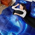 thumbnail image 5 of Manfei Magical Blue Moon Dolphin Bedding Comforter Set for Kids Boys and Girls, Romantic Coastal Print Full Bedding Set, Black Reversible 7pcs, 5 of 6