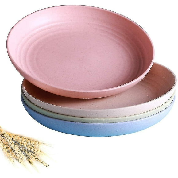 4pcs Lightweight Wheat Straw Plates-degradable Wheat Straw Plates