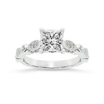 IGI Certified 1 Carat Princess Shape Lab Grown Diamond Engagement Ring | 14K White Gold | Larisa Side Stone Diamond Ring | FG-VS1-VS2 Quality Friendly Diamonds