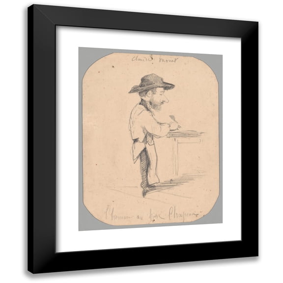 Claude Monet 12x14 Black Modern Framed Museum Art Print Titled - Caricature of a Man in the Small Hat (1855)