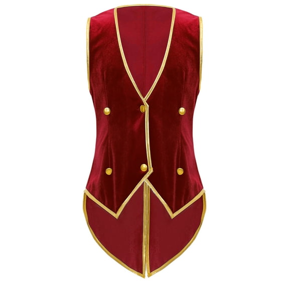 XUNZOO Kids Boys Medieval Gentleman Costume Victorian Velvet Tailcoat Jacket Vintage Steampunk Jacket for Cosplay Party Red 12
