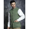thumbnail image 2 of Maple Clothing Men's Modi Jacket Traditional Indian Sleeveless Mandarin Neck Waistcoat Vest (Green, M), 2 of 7