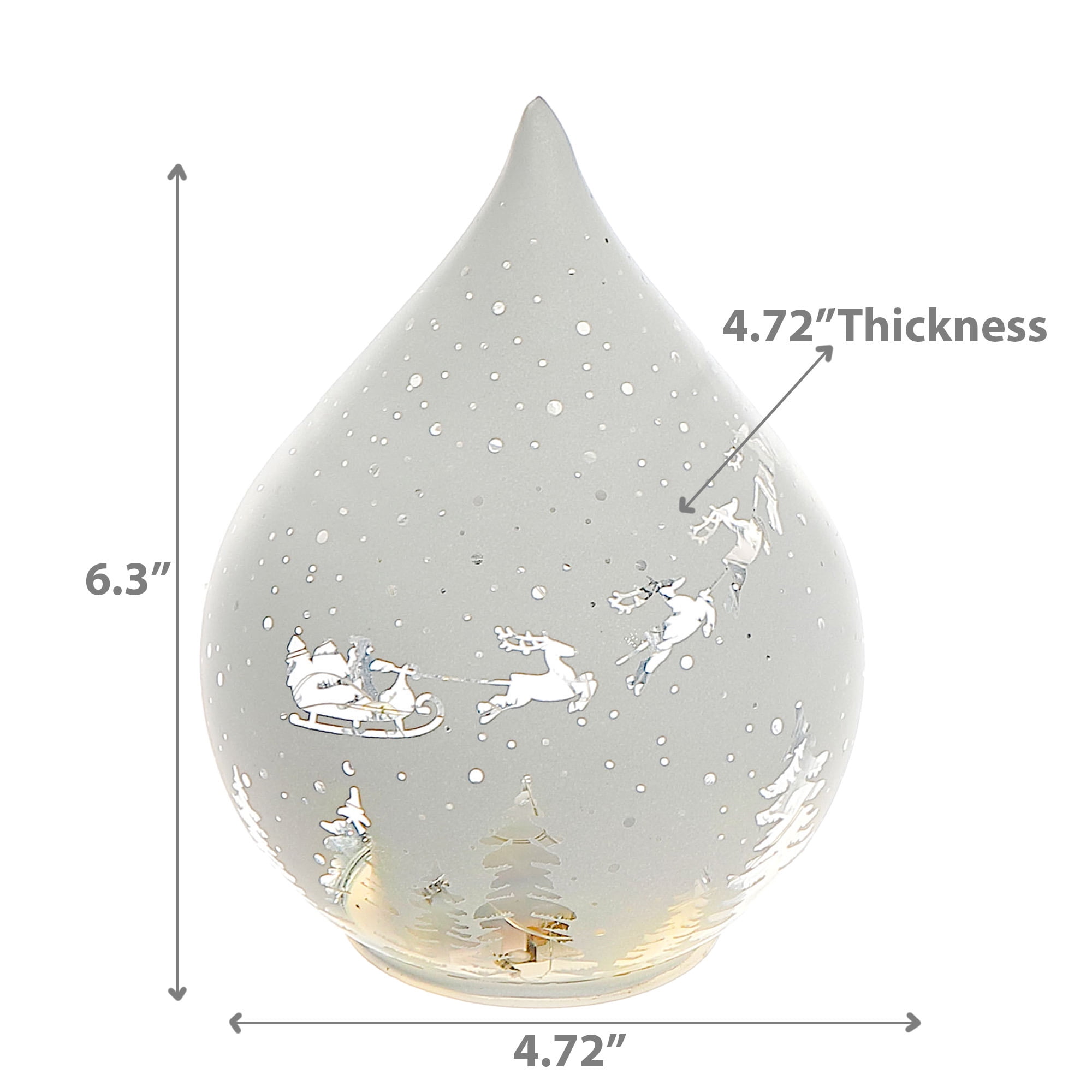 Support En Verre À Led En Forme De Larme (Père Noël Sur Un Traîneau) (Blanc) - Lot De 2