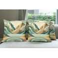 thumbnail image 3 of Ambesonne Lake Throw Pillow Cover Pack of 4, Pastel Rising Mountains Art, 4 Pcs-24" x 24", Seafoam Peach and Amber, 3 of 5