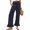 700#Navy, variant on Wide Leg Linen Pants for Women High Waisted Ruffle Hem Palazzo Pants Boho Summer Casual Loose Flowy Pant Trousers Navy 3XL