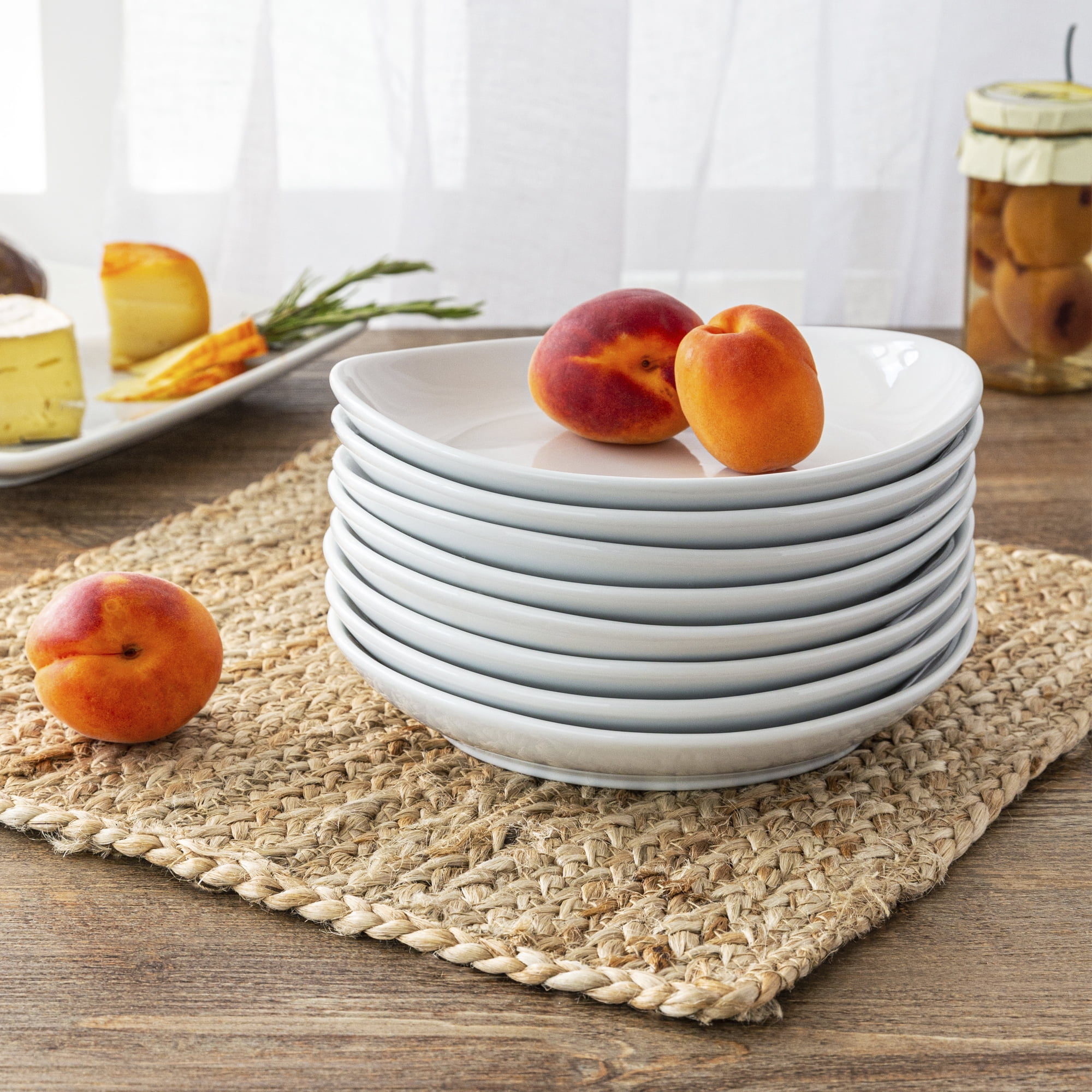 Better Homes & Gardens Porcelain Monroe Appetizer Plates, White, Set of