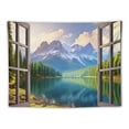 thumbnail image 5 of ONETECH  Mountain Tapestry Nature Lake Forest View Sunrise Landscape Through Brown Window Home Decor Wall Hanging Art for Living Room Bedroom Dorm, 5 of 7