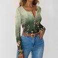 thumbnail image 6 of Boho Tops for Women Stretch Long Sleeve Ribbed Shirts Henley Neck Floral Print Fall Tunic Blouses Tshirts, 6 of 6