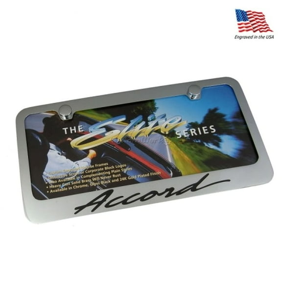 Honda Accord Script Style Chrome Metal License Plate Frame