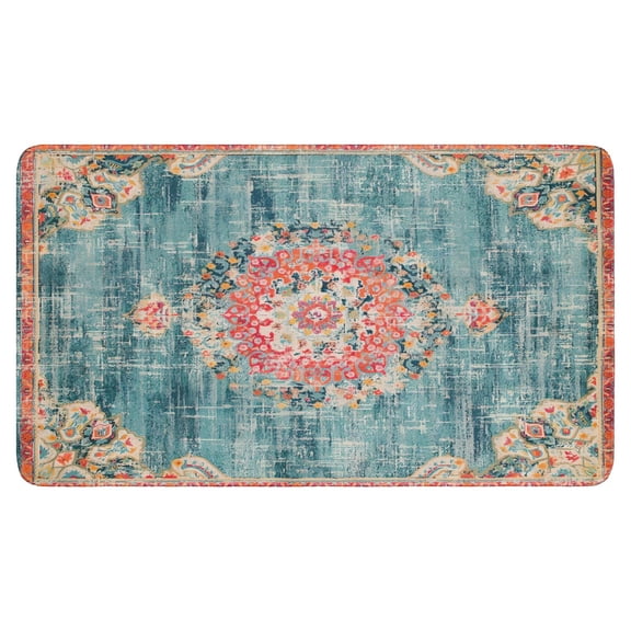 Bohemian Blue Ethnic Vintage Carpet Door Mat Welcome Door Mat for Front Door, Home Entrance, Yard, Floor, Patio, Non Slip Spring Summer Welcome Mat Indoor Outdoor Doormat 30"*17"