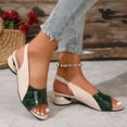 thumbnail image 4 of Womens Slingback Chunky Block Heels Sandals Pointed Toe Mid-Heel Shoes Green 6, 4 of 7