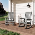 thumbnail image 1 of Patio Chair Set of 2 Oversized HDPE Rocking Adirondack Chairs, Weather Resistant High Back Patio Chairs, Heavy Duty, No Assembly Needed, 380 lbs Capacity for Lawn or Garden, Grey Finish, Pressed Wood, 1 of 1