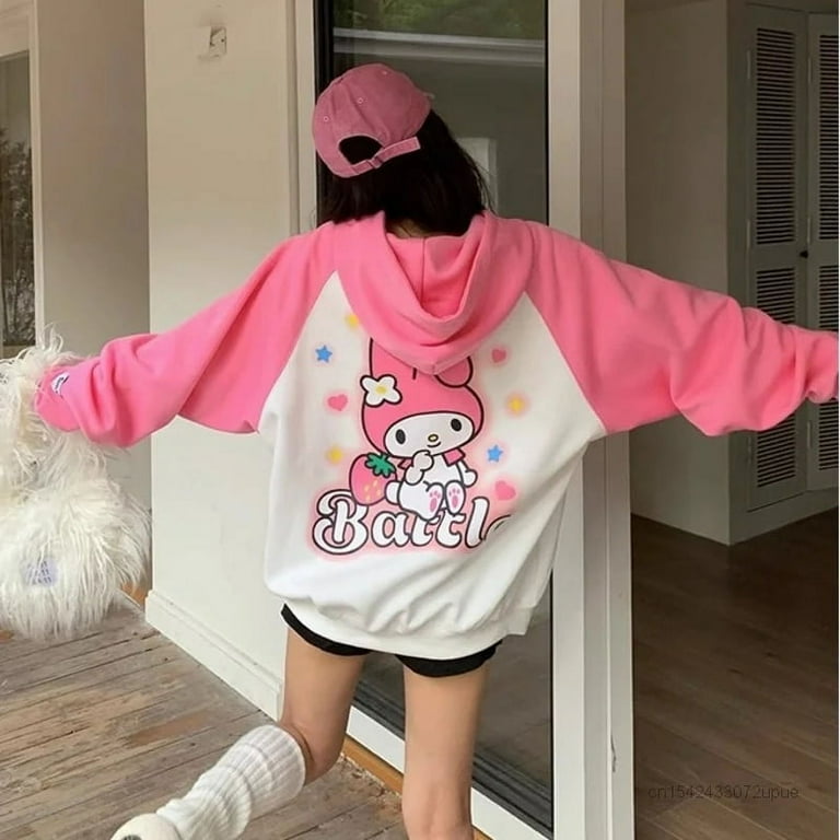 Sanrio Hello Kitty Hoodies Cartoon Kuromi Melody Cotton Zip Up Sweatshirts Y2k Couples Korean Style Cardigan Tops Women Clothes Walmart