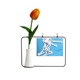 thumbnail image 1 of Deporte de invierno SKI acción ilustración Tarjeta de jarrón artificial de tulipanes, 1 of 3