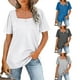 thumbnail image 4 of Camiseta de algodón de manga corta para mujer, blusa holgada informal plisada elegante, Top de vacaciones para primavera y verano, ropa diaria Prendas para la parte del cuerpo Raya gris XXL Jumpingount AP010771-20, 4 of 5