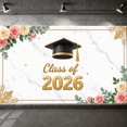 thumbnail image 5 of Gold Stars Graduation Banner Graduation Cap Class of 2026 Backdrop Diploma Black Tassel Grad Party Background for Graduation Party Class of 2026 Celebration Commencement Ceremony, 5 of 9