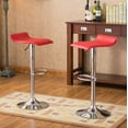 thumbnail image 2 of Contemporary Chrome Air Lift Swivel Bar Stools, Red Faux Leather Seat, Set of 2 - Adjustable 24-30" Height, 15"W x 15"D, Perfect for Kitchen Counter &amp; Home Bar, 2 of 5