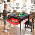 thumbnail image 4 of REDCAMP Activity Table and 2 Chairs with Storage, 2 in 1 Building Block Tabletop for Arts, Crafts, Reading, Preschool, Espresso, 4 of 9