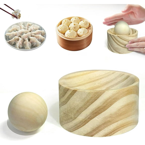 Wood Dumpling Wrapper Maker Tutuviw Manual Dumpling Skin Maker Round Wooden Hand Pie Maker Dumpling Wrappers Press Dough Press Tool Nonstick Empanada Maker Pressing Food-Safe (Beige)