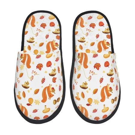 

Qekee Squirrel InThe Forest3 print Slippers for Women and Men Fluffy Cute Cozy House Slipper Funny Furry Bedroom Slippers for Women Indoor -Large