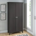 thumbnail image 2 of Bowery Hill Farmhouse Engineered Wood Tall Storage Cabinet with Doors in Black, 2 of 7