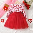 thumbnail image 7 of ASFGIMUJ Valentine's Day Toddler Girls Long Sleeve Hearts Prints Dresses Tulle Princess Dress 4 Years-5 Years Red, 7 of 7